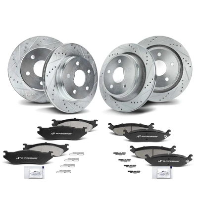 Front & Rear Drilled Rotors & Ceramic Brake Pads