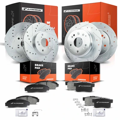 Front & Rear Drilled Rotors & Ceramic Brake Pads