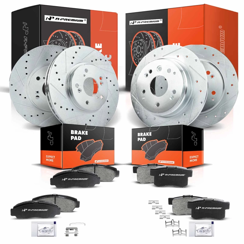 Brake Rotor + Brake Pad, Set of 12, Front & Rear, A-Premium APBRPS179