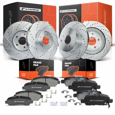 Front & Rear Drilled Rotors & Ceramic Brake Pads