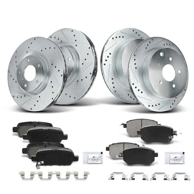 Front & Rear Drilled Rotors & Ceramic Brake Pads