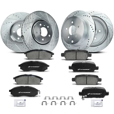 Front & Rear Drilled Rotors & Ceramic Brake Pads