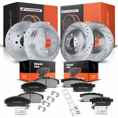 Front & Rear Drilled Rotors & Ceramic Brake Pads