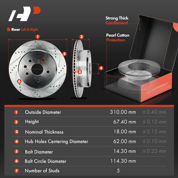 Drilled & Slotted Disc Brake Rotors and Ceramic Pads Kit, 12 Pcs, Front & Rear, A-Premium, APBRPS1347