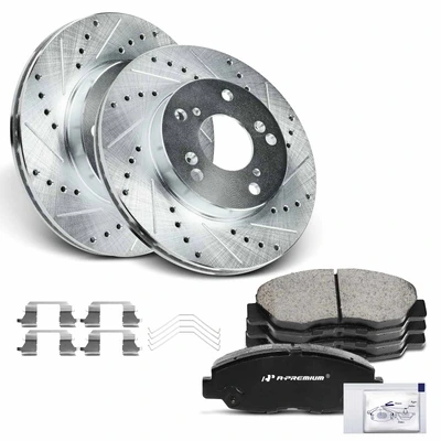 Front Drilled Rotors & Ceramic Brake Pads