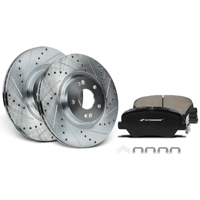 Front Drilled Rotors & Ceramic Brake Pads