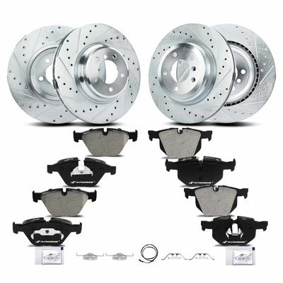 Front & Rear Drilled Rotors & Ceramic Brake Pads