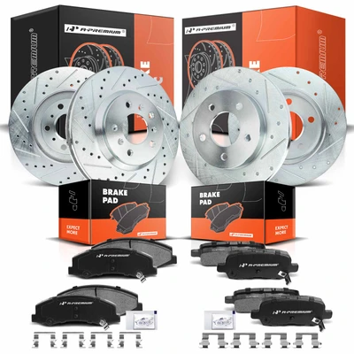Front & Rear Drilled Rotors & Ceramic Brake Pads