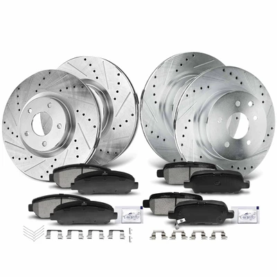 2009-2014 2016-2017 2019 Nissan Maxima Brake Pad and Rotor Kit, 12 Pcs, Front & Rear, A-Premium, APBRPS194