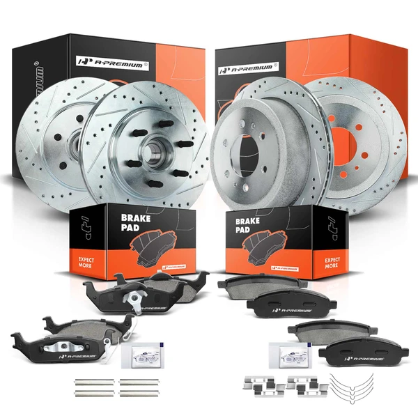 2004-2008 Ford F-150 Brake Pad and Rotor Kit, 12 Pcs, Front & Rear, A-Premium, APBRPS195