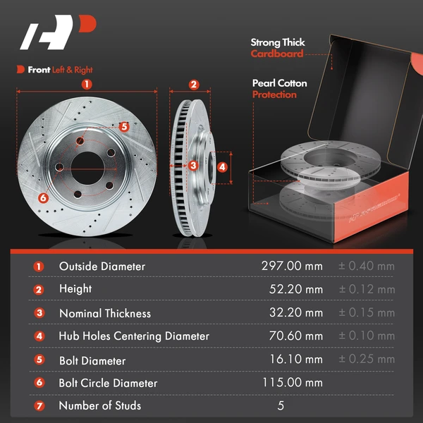 Drilled & Slotted Disc Brake Rotors and Ceramic Pads Kit, 12 Pcs, Front & Rear, A-Premium, APBRPS474