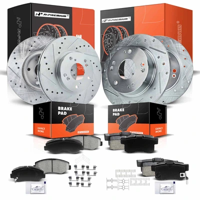 Front & Rear Drilled Rotors & Ceramic Brake Pads