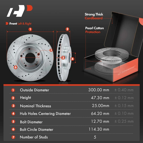 Drilled & Slotted Disc Brake Rotors and Ceramic Pads Kit, 12 Pcs, Front & Rear, A-Premium, APBRPS702