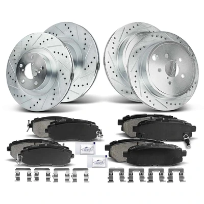 Front & Rear Drilled Rotors & Ceramic Brake Pads