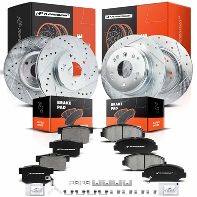 Front & Rear Drilled Rotors & Ceramic Brake Pads