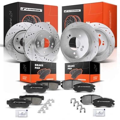 Front & Rear Drilled Rotors & Ceramic Brake Pads