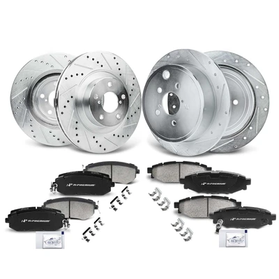 Front & Rear Drilled Rotors & Ceramic Brake Pads