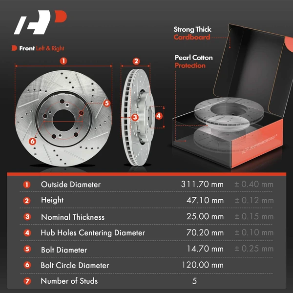 Drilled & Slotted Disc Brake Rotors and Ceramic Pads Kit, 12 Pcs, Front & Rear, A-Premium, APBRPS1360