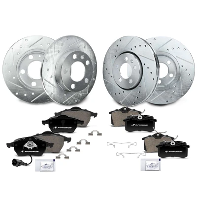 Front & Rear Drilled Rotors & Ceramic Brake Pads