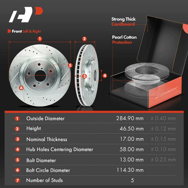 Drilled & Slotted Disc Brake Rotors and Ceramic Pads Kit, 12 Pcs, Front & Rear, A-Premium, APBRPS1363