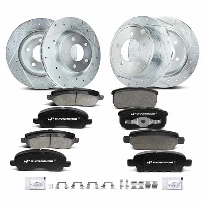 Front & Rear Drilled Rotors & Ceramic Brake Pads