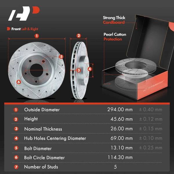 Drilled & Slotted Disc Brake Rotors and Ceramic Pads Kit, 12 Pcs, Front & Rear, A-Premium, APBRPS212