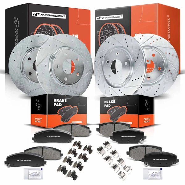 2012-2019 Dodge Journey Brake Pad and Rotor Kit, 12 Pcs, Front & Rear, A-Premium, APBRPS215