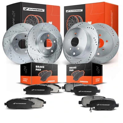 Front & Rear Drilled Rotors & Ceramic Brake Pads