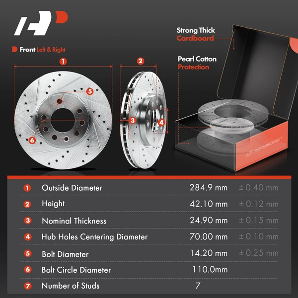 Drilled & Slotted Disc Brake Rotors and Ceramic Pads Kit, 12 Pcs, Front & Rear, A-Premium, APBRPS482