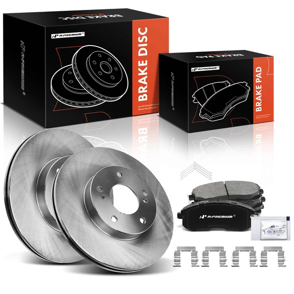 1989-1999 Nissan Maxima Disc Brake Rotors and Ceramic Pads Kit, 6 Pcs, Front Driver & Passenger, A-Premium, APBRPR417