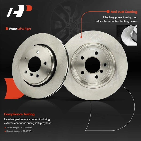 2 Pcs Rear Disc Brake Rotors for BMW 330Ci 2001-2006 330i 2001-2005 330xi 2001-2005