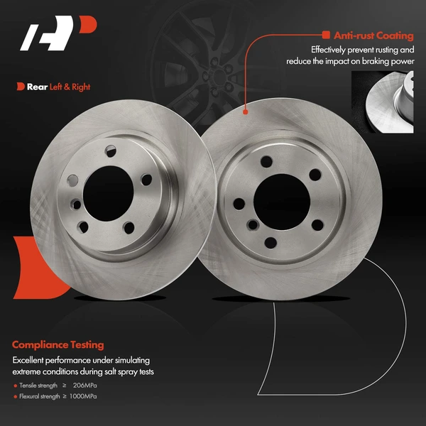 2 Pcs Rear Disc Brake Rotors for Mini Cooper Countryman Paceman 2013-2016