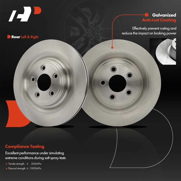 2 Pcs Rear Disc Brake Rotors for Jaguar XJ 10-15 XF XK XJR XKR S-Type Super V8