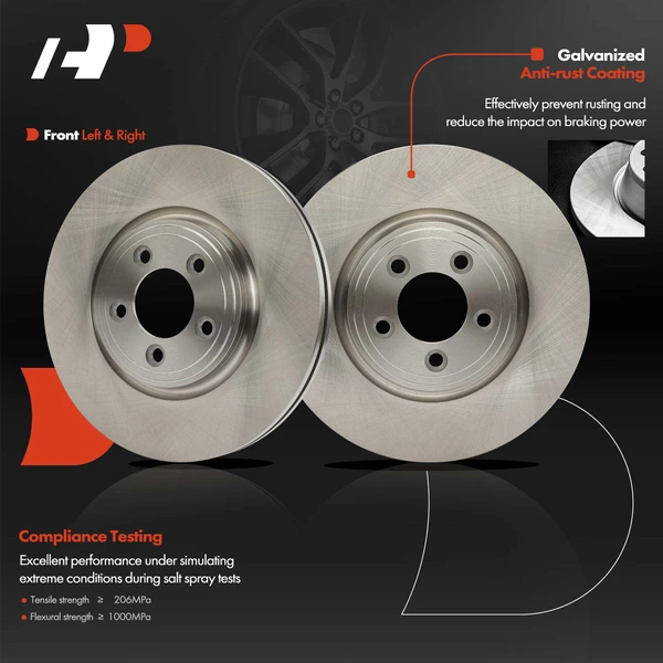 2 Pcs Front Disc Brake Rotors for Jaguar XF 09-10 13-15 S-Type XJ8 XK Vanden Plas