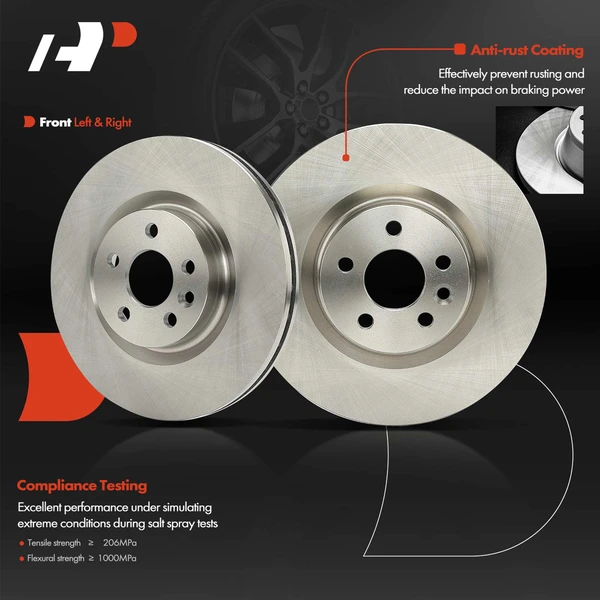 2 Pcs Front Disc Brake Rotors for Jaguar E-Pace Land Rover Discovery Sport 15-19