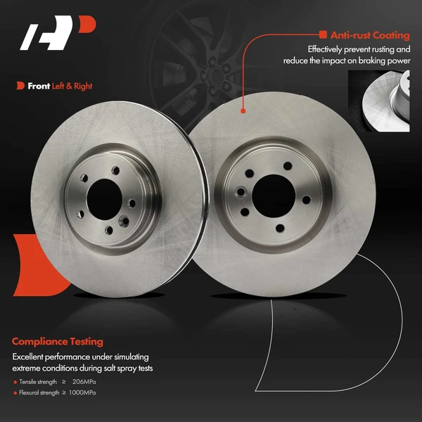 2 Pcs Front Disc Brake Rotors for Land Rover Range Rover 13-17 Range Rover Sport