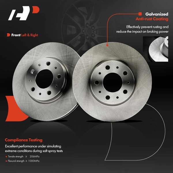 2 Pcs Front Disc Brake Rotors for Volvo C70 1998-2004 850 960 S70 S90 V70 V90