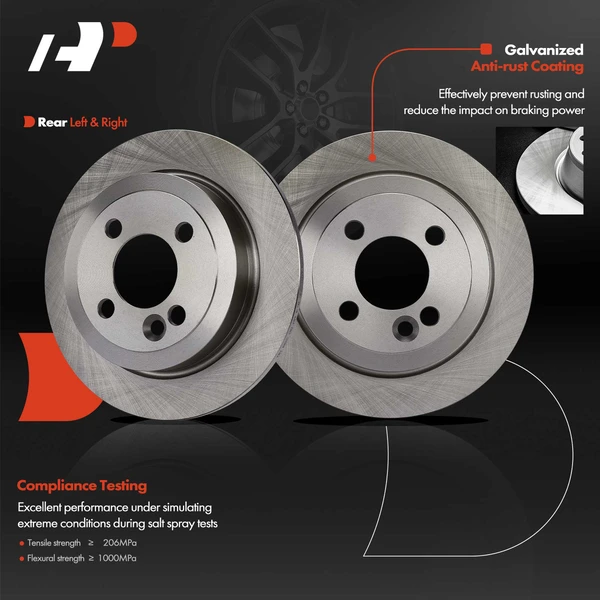 2 Pcs Rear Disc Brake Rotors for Mini Cooper 2007-2015 1.5L 1.6L 2.0L