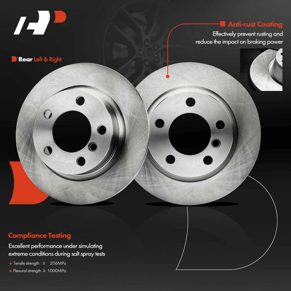 2 Pcs Rear Disc Brake Rotors for Mini Cooper Countryman Cooper Paceman L4 1.6L