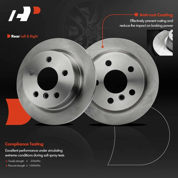2 Pcs Rear Disc Brake Rotors for Mini Cooper 2014-2019 259mm 1.5L 5 Lug