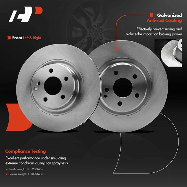 2 Pcs Front Disc Brake Rotors for Mercedes-Benz CL500 1999-2003 S430 2000-2002