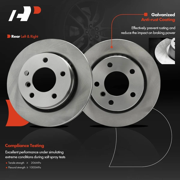 2 Pcs Rear Disc Brake Rotors for BMW E46 E36 320i 323i 328i