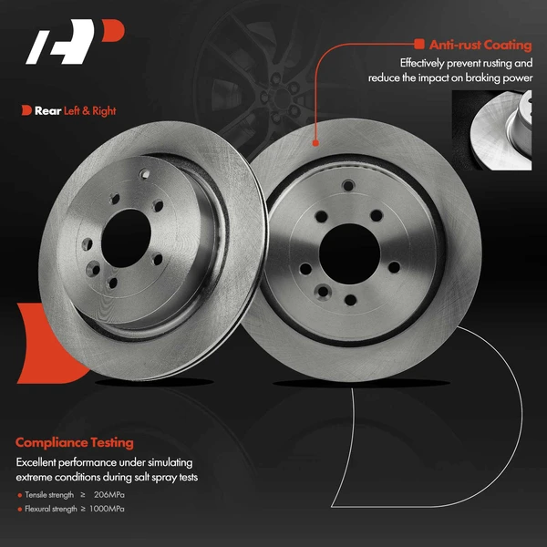 Rear Disc Brake Rotors for Land Rover LR3 2005-2009 LR4 Range Rover Sport