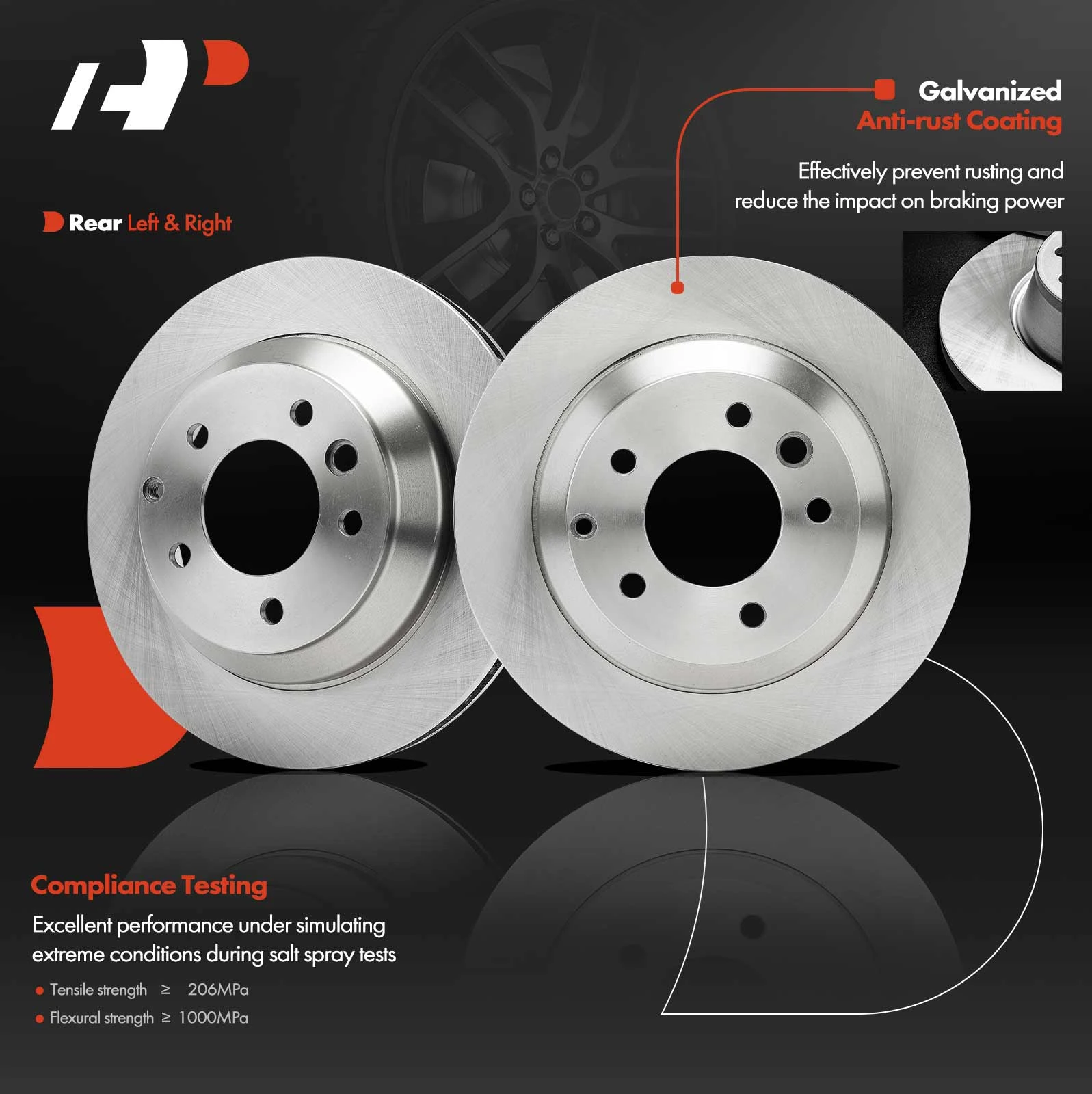 2 Pcs Rear Disc Brake Rotors for Volkswagen Touareg Porsche Cayenne