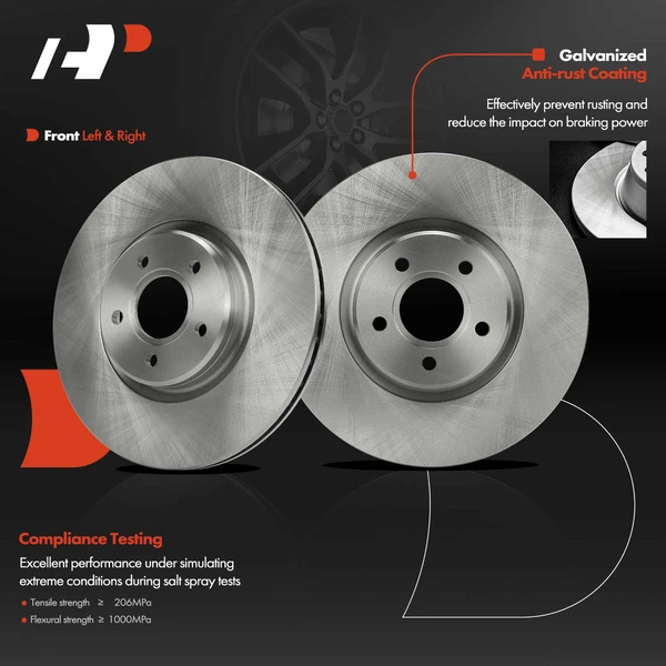 Front Disc Brake Rotors for Ford Escape 2013-2019 Focus Volvo C70 S40 V50