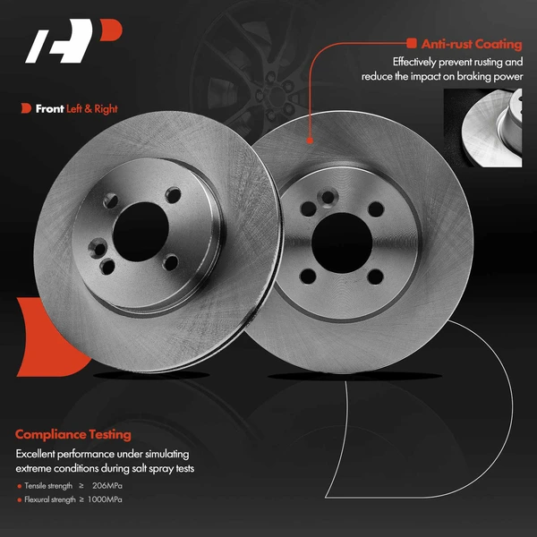 Front Disc Brake Rotors for Mini Cooper 2007-2016 with 4-Stud