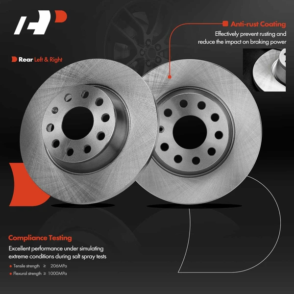 Rear Disc Brake Rotors for Audi A3 A3 Quattro Volkswagen Jetta Passat Eos GTI