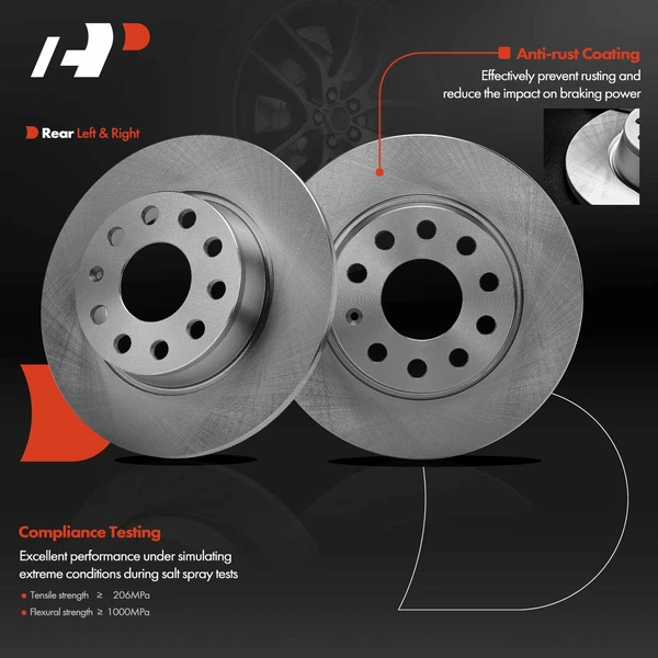Rear Disc Brake Rotors for VW Passat Beetle Jetta GTI Golf Audi A3 A3 Quattro