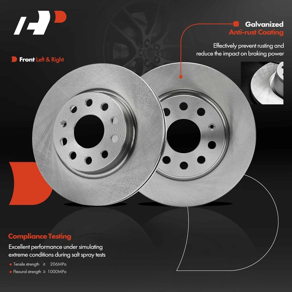 Front Disc Brake Rotors for Volkswagen Jetta 2011-2015 2.0L 280mm