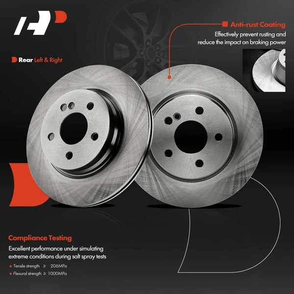 2 Pcs Rear Disc Brake Rotors for Mercedes-Benz C250 2012-2015 C300 E400